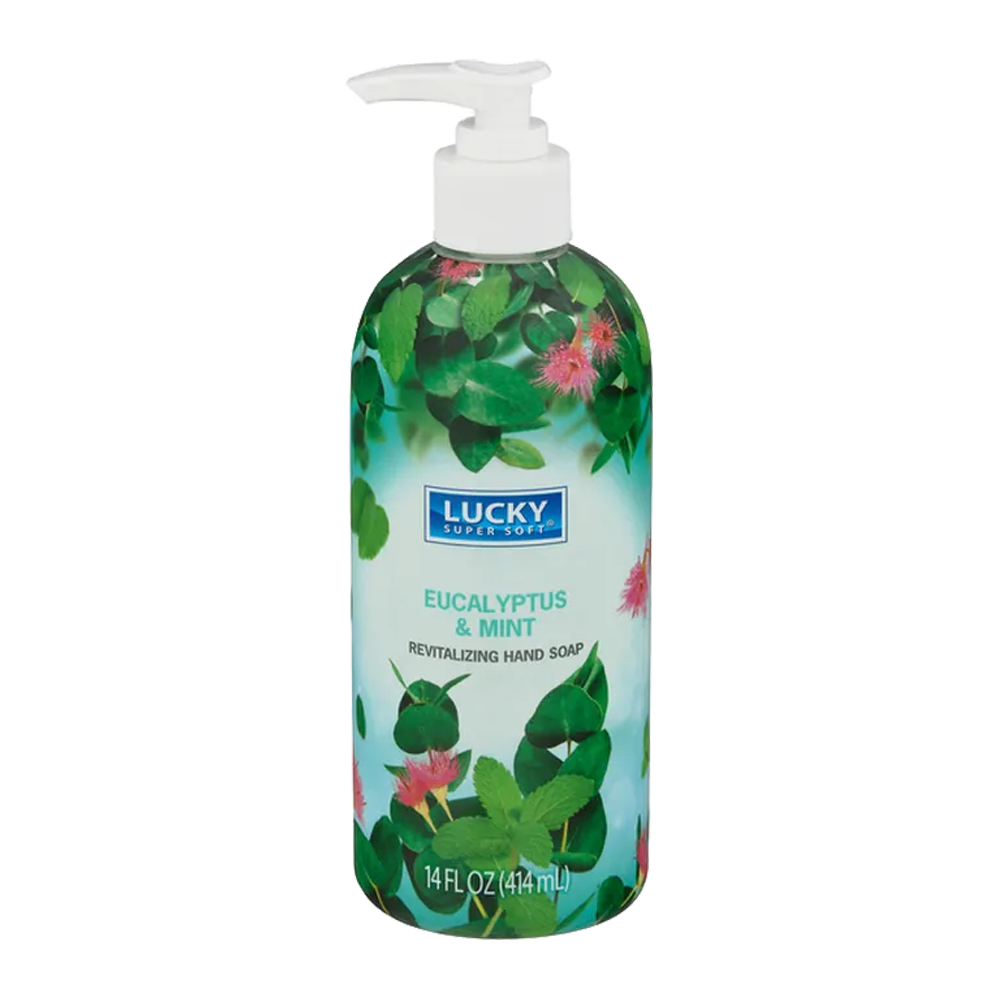 lucky super soft liquid hand soap, eucalyptus mint, 14 fluid ounce lucky super soft liquid hand soap, eucalyptus mint, 14 fluid ounce